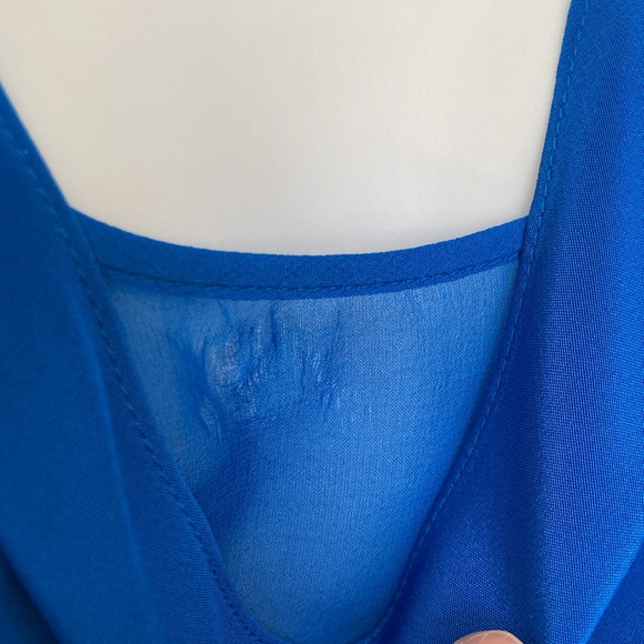 Diane von Furstenberg Bright Blue Sleeveless Silk Blouse Medium - Picture 4 of 10